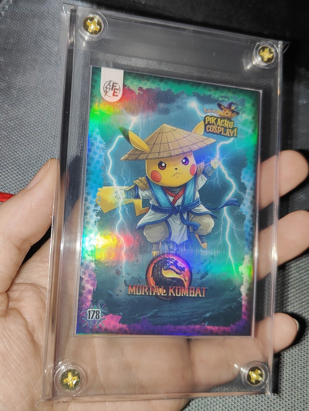Raiden Mortal Kombat holo encased Pikachu Cosplay Horror card Doujin Pokemon